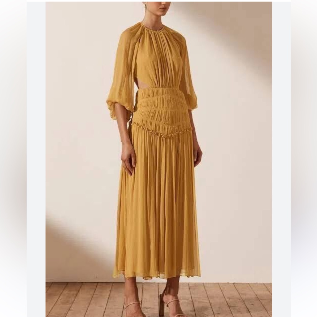 Nwt $340 Shona Joy Iris Maxi Dress Saffron Size 10